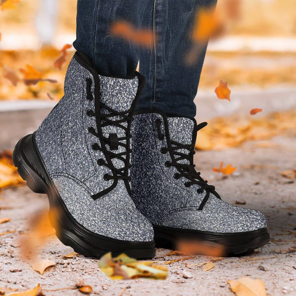 Classic Blue Glitter Chunky Boots