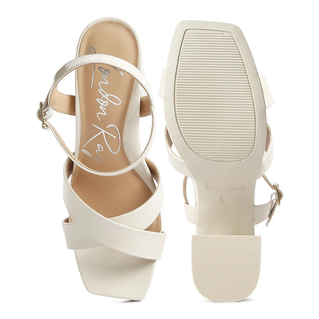 Criss Cross Block Heels Sandals