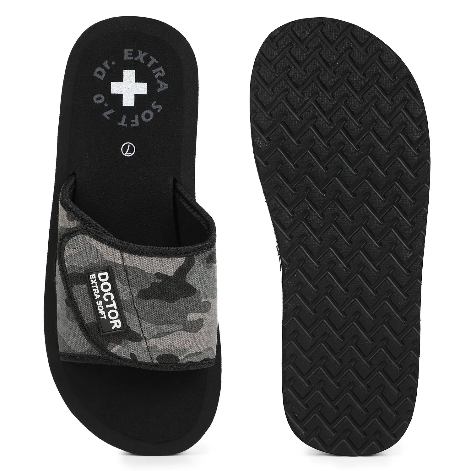 DOCTOR EXTRA SOFT D-53 Camo Ortho Care  Adjustable Strap Super Comfort Dr.Sliders Flipflops & Camouflaged House Slippers for Men’s and Boy’s Slides