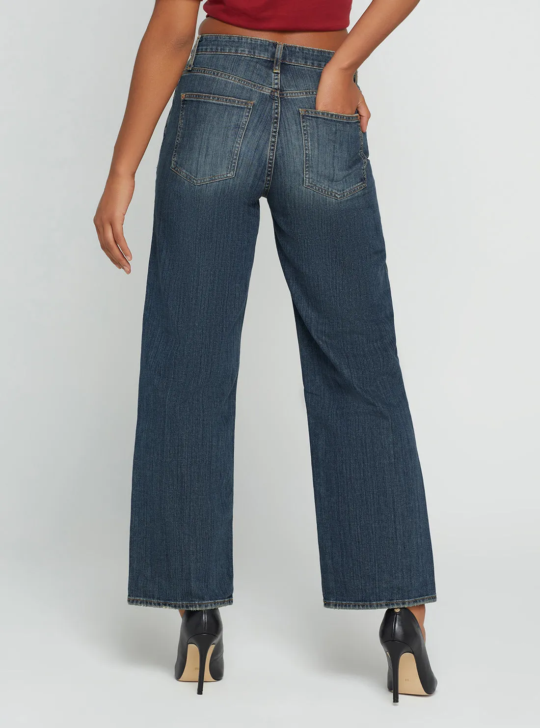 Eco High-Rise 90s Boyfriend Denim Jeans In Waterton Blue Wash