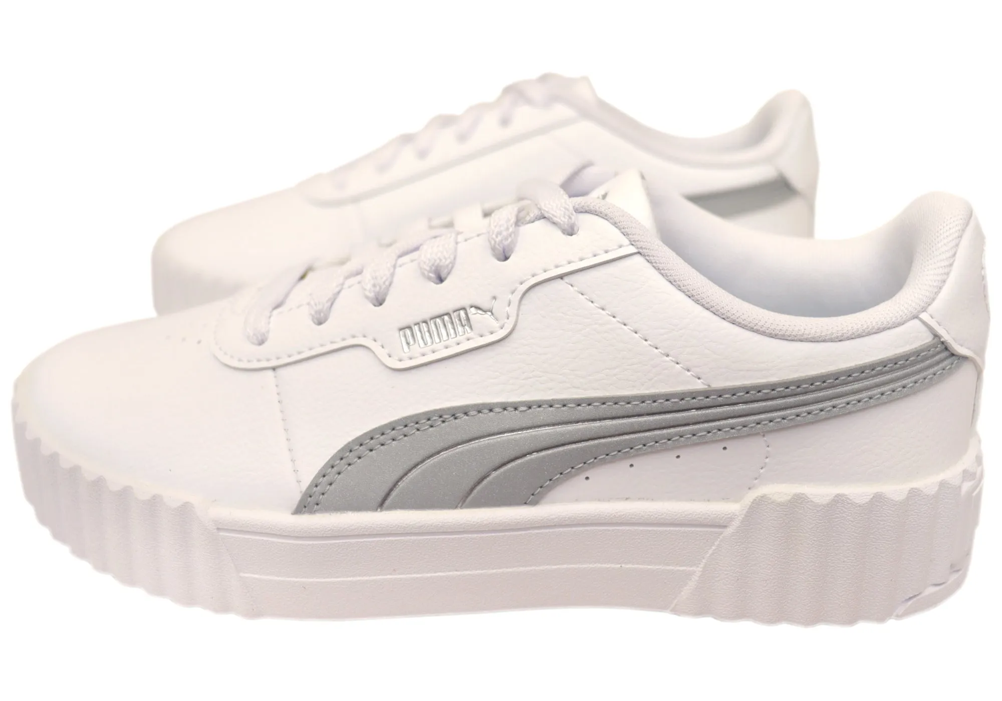 Puma Womens Carina 3.0 Aqua Metallics Comfortable Lace Up Sneakers